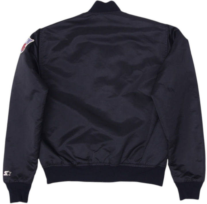 Vintage 90s Oakland Raiders Satin Bomber Jacket Made in USA Size M | Migration_Jackets - Side View | Fashion Rerun