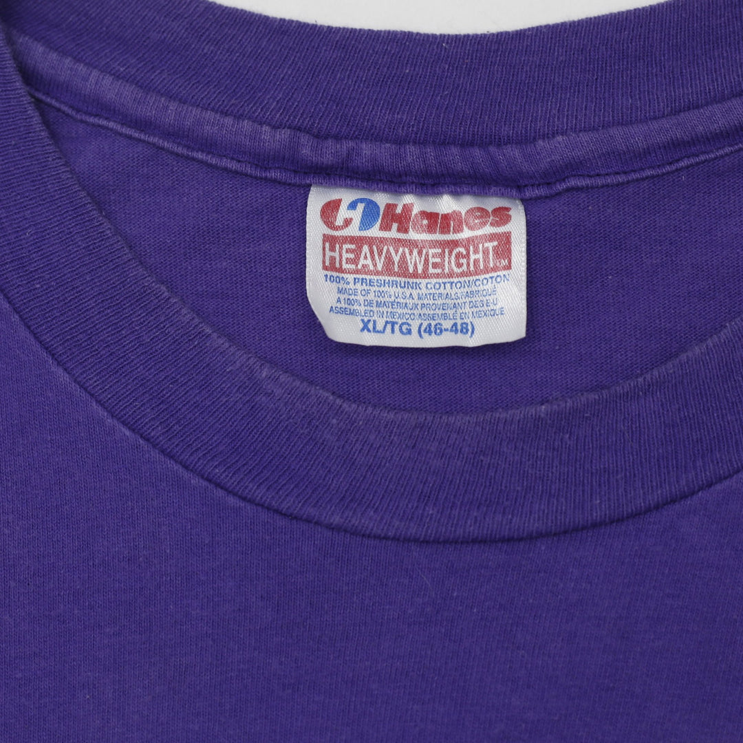 Vintage 90s Hanes Heavyweight Superman Shield Graphic T-Shirt Purple XL