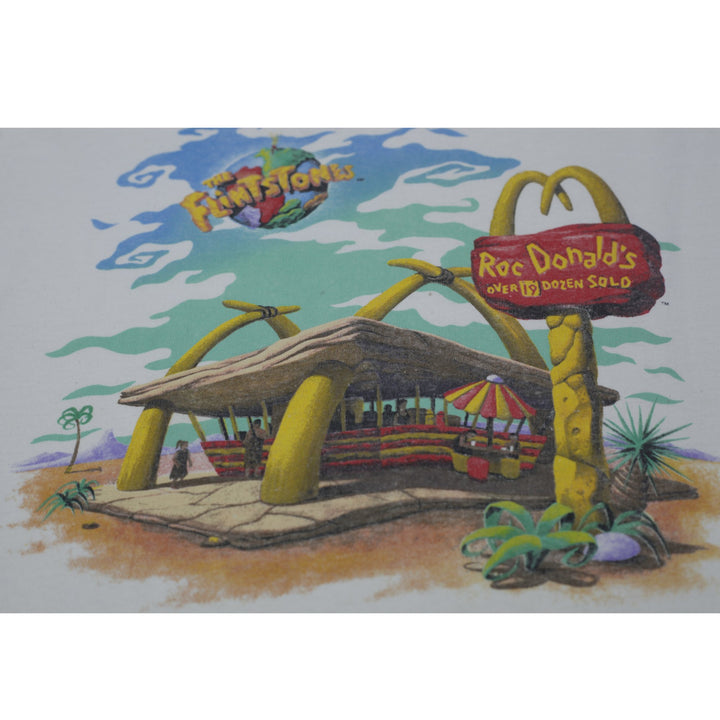 Vintage 1994 Flintstones Movie T-Shirt Size XL Roc Donald's McDonald's Promo Tee Hanes Single Stitch