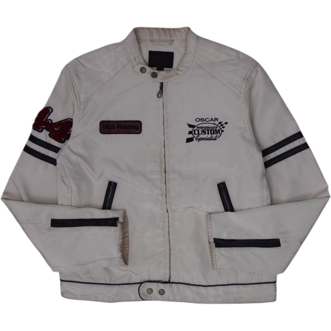 Vintage Mens Oscar Leopold Moto Bomber Custom Garage Racing Jacket Size M