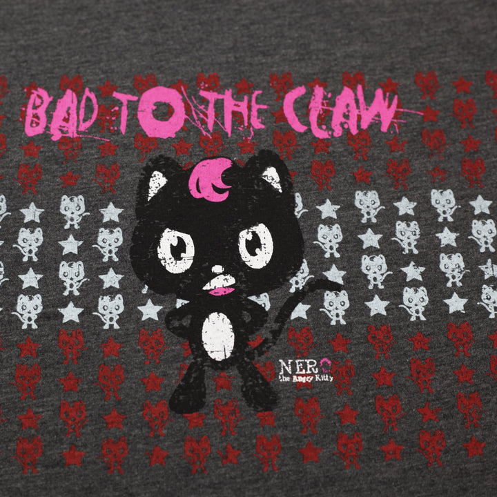 Y2K Ladies Nero The Angry Kitty Graphic Print T-Shirt Size M