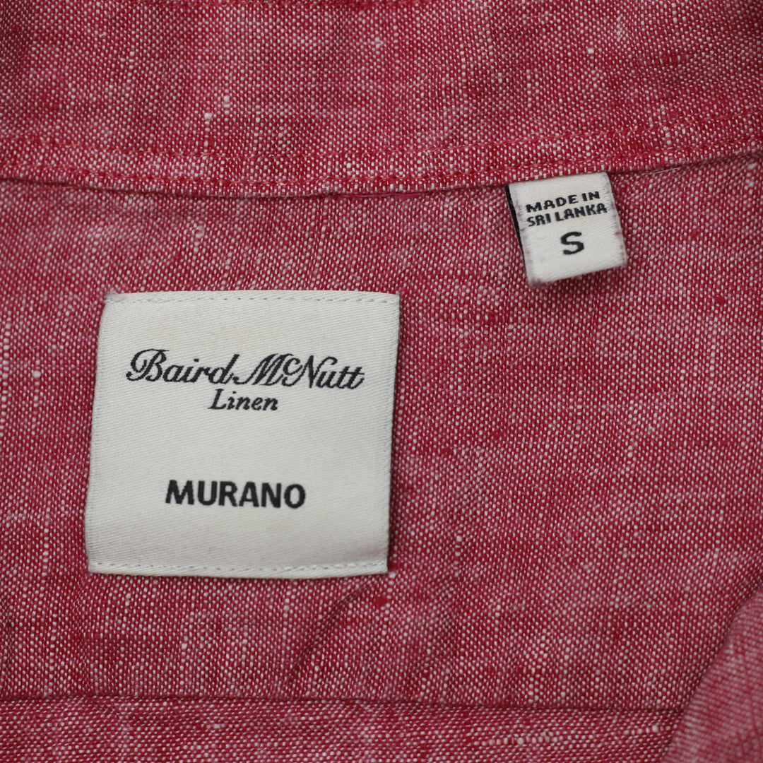 Mens Baird McNutt Murano Shirt Red Linen Short Sleeve Casual