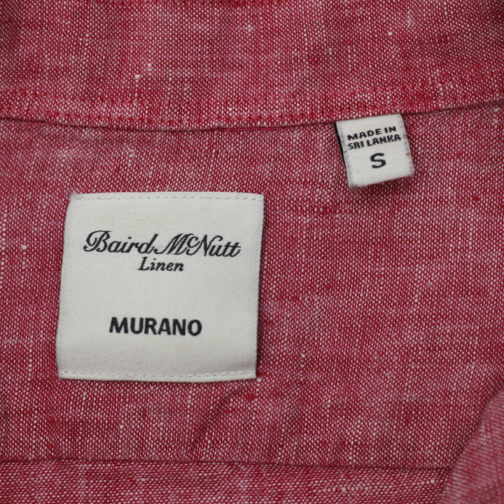 Mens Baird McNutt Murano Shirt Red Linen Short Sleeve Casual