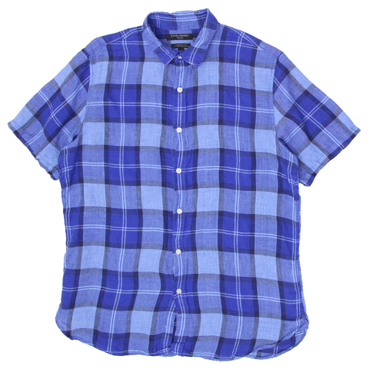 Mens Banana Republic 100% Linen Camden Fit Flannel Shirt