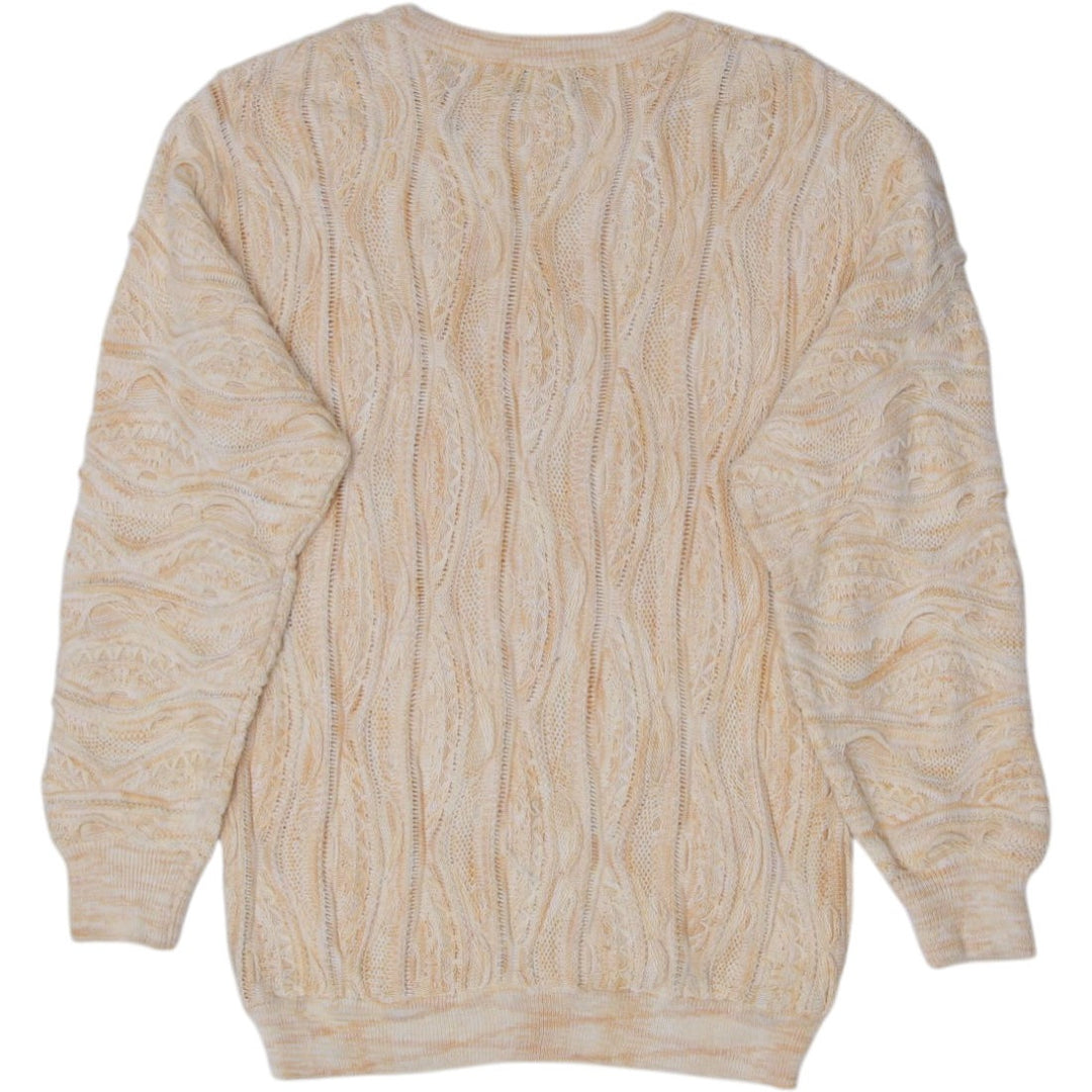 Vintage 1990s Knitpia Italy 3D Textured Knit Pattern Sweater | Migration_Knitwear & Sweaters - Side View | Fashion Rerun