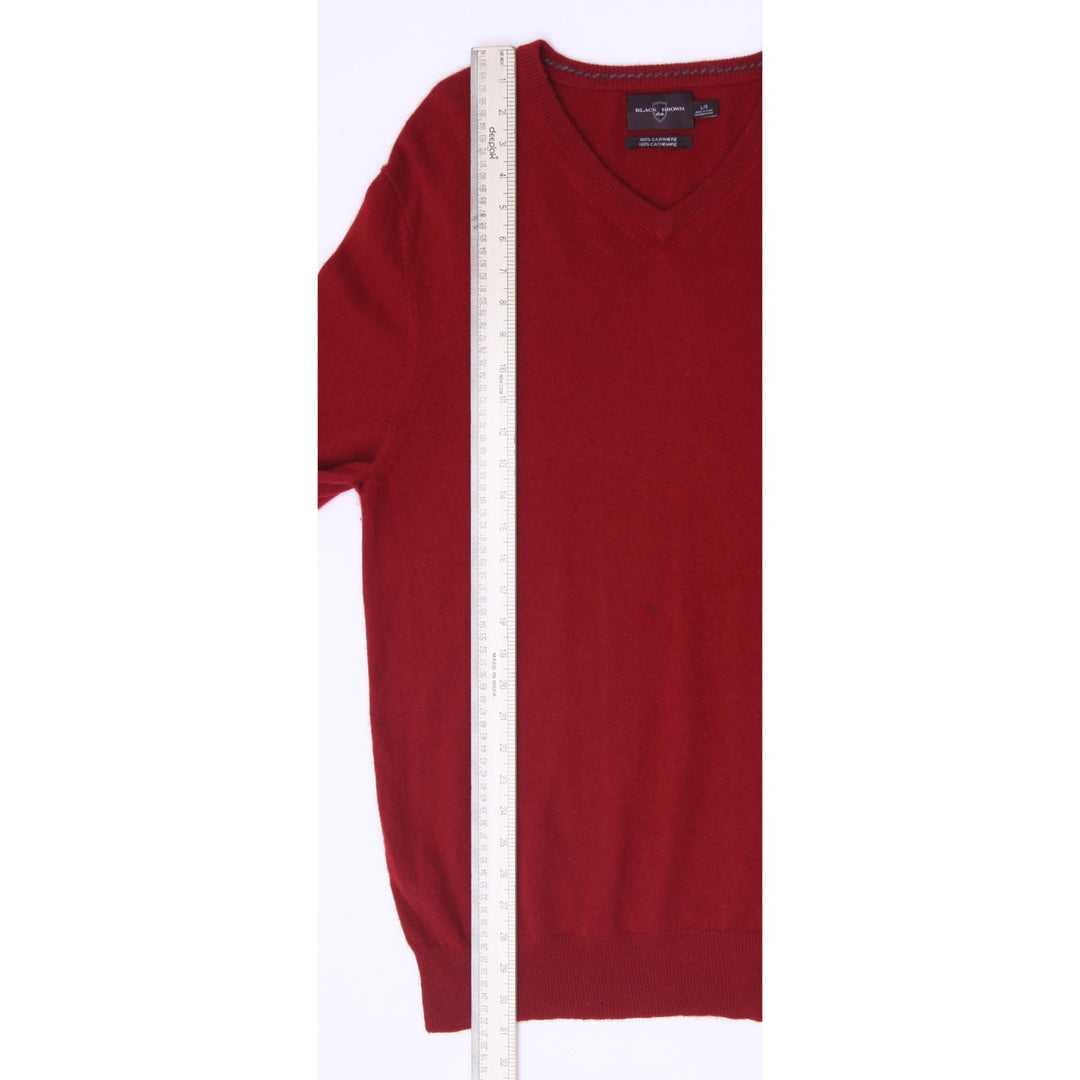 Mens Black Brown 1826 100% Cashmere V-Neck Sweater Size L