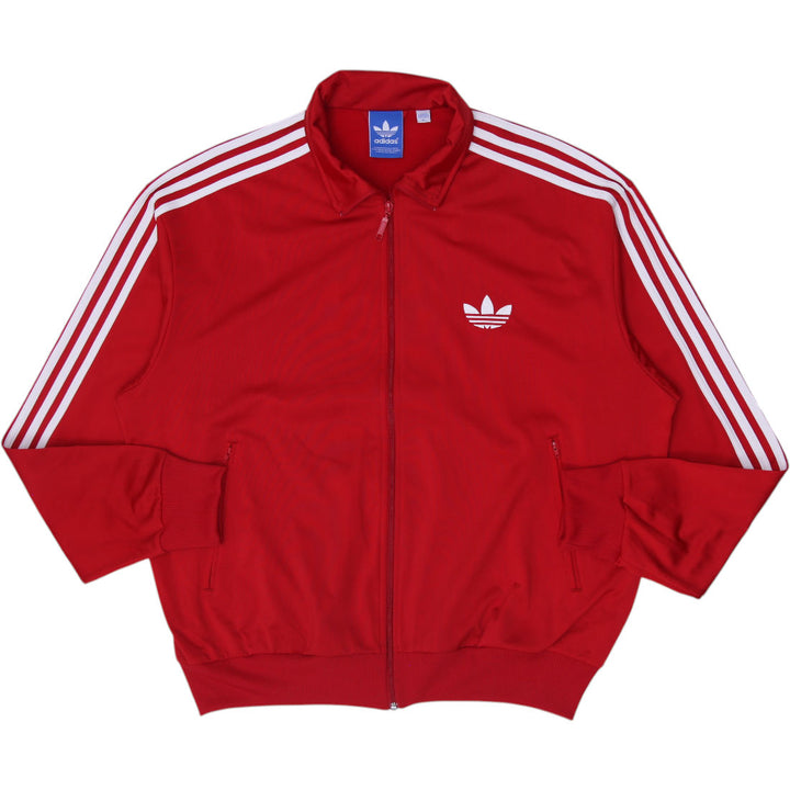 Mens Adidas Track Jacket Red Full Zip Trefoil Logo Size XL