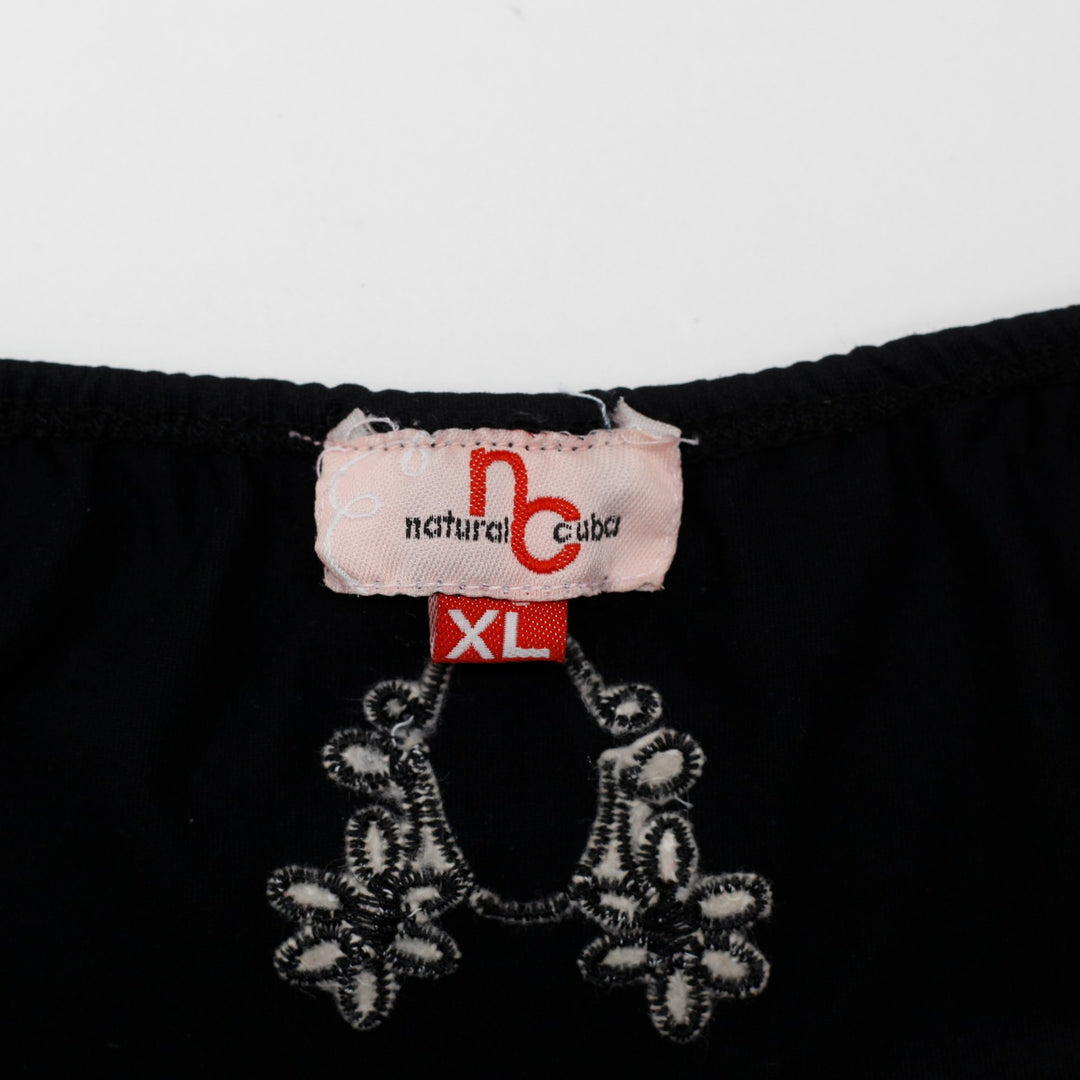 Y2K Ladies Embroidered Sexy Halter Top Size XL | Migration_Y2K Tops - Back View | Fashion Rerun