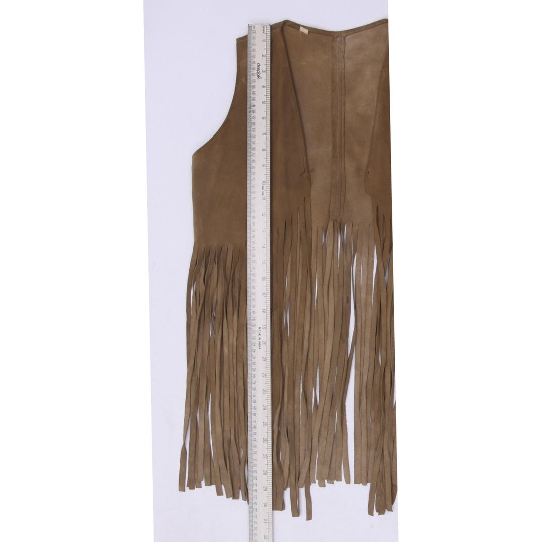 Vintage Ladies Long Fringe Suede Vest M