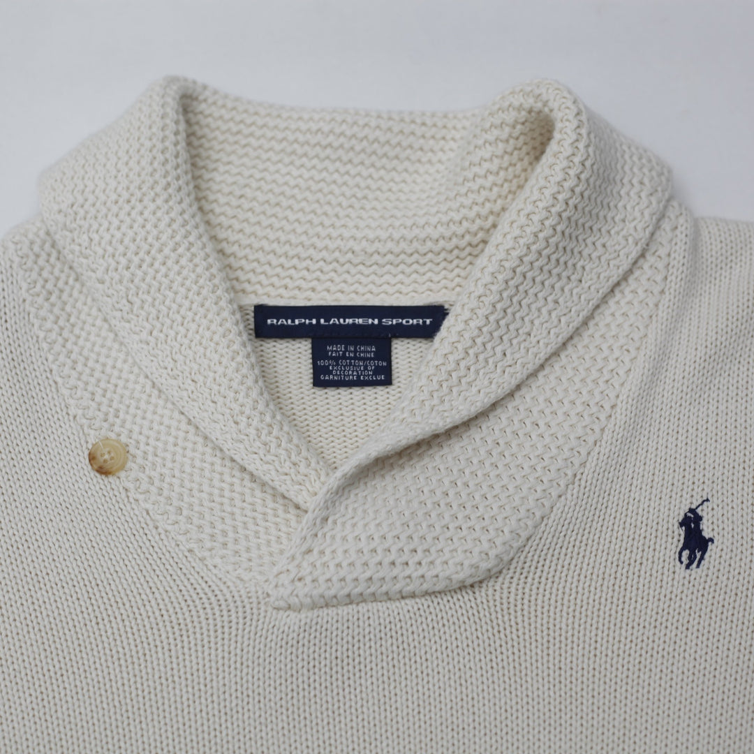 Shop Vintage Ladies Ralph Lauren Sport Sweater Cream Cotton Shawl 