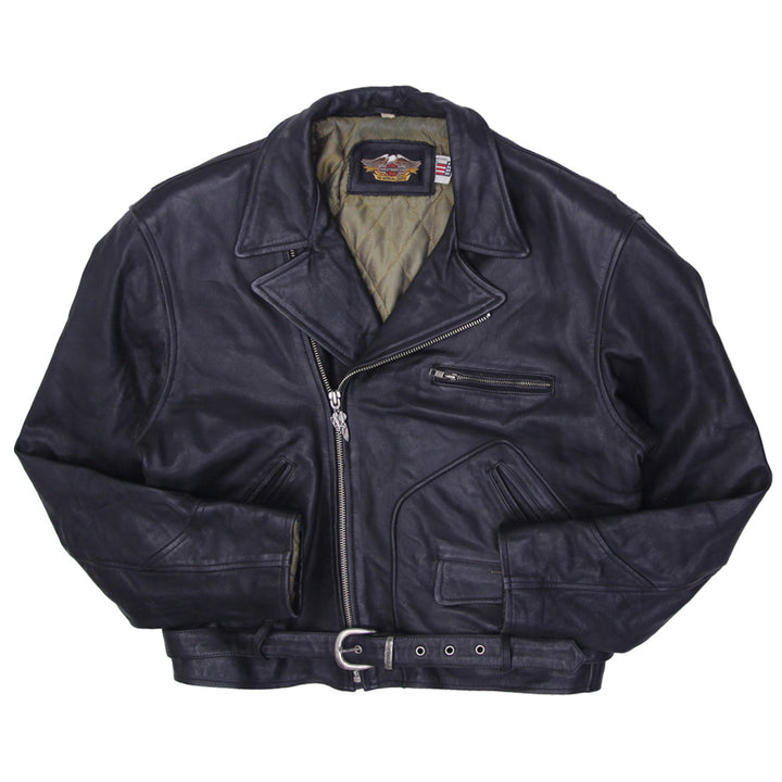 Vintage Harley Davidson Leather Embossed Eagle Studded Motorcycle Jacket