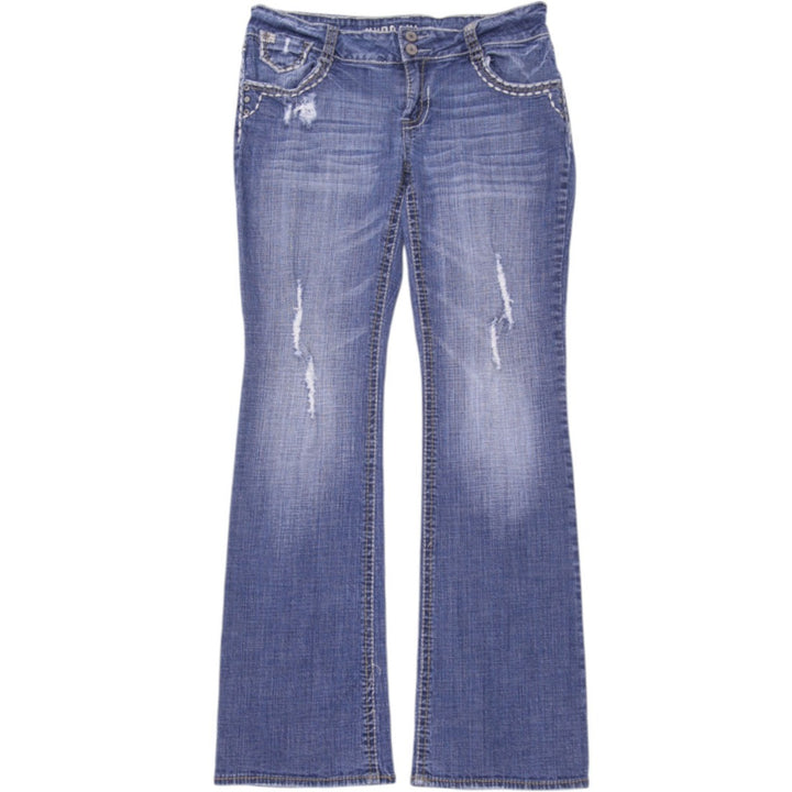 Y2K Ladies Hydraulic Blue Flared Jeans
