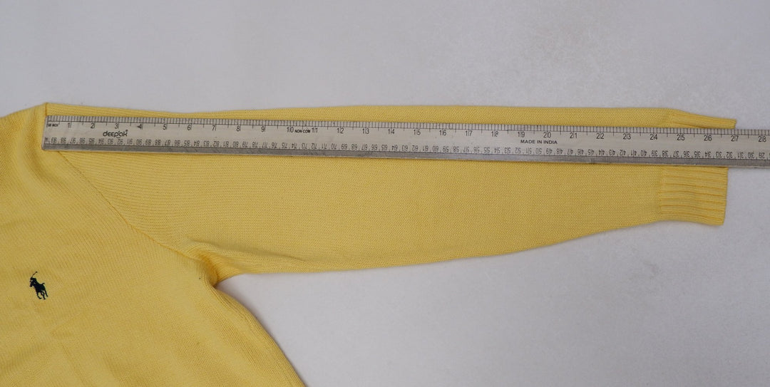Mens Polo Ralph Lauren Sweater Yellow 1/4 Zip Cotton Knit
