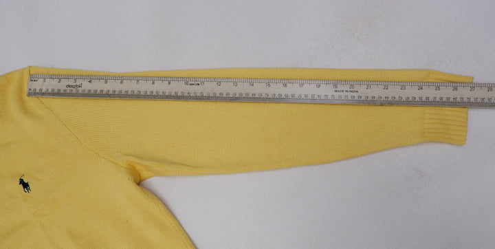Mens Polo Ralph Lauren Sweater Yellow 1/4 Zip Cotton Knit