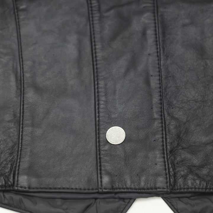 Vintage Park V Leather Vest, Made In USA Black - Fashion Rerun Vintage Migration_Jacket