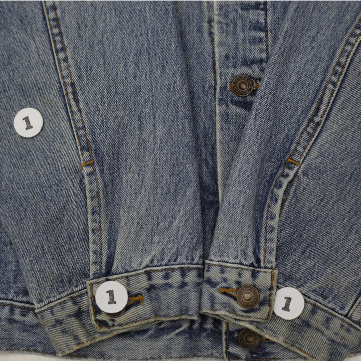 Vintage Levis Trucker Jacket Washed Blue Denim PolyGram Graphic