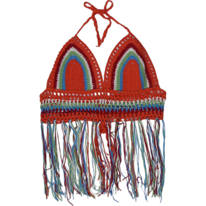 Y2K Ladies Multicolor Fringe Boho Crochet Bikini Top Size XS | Migration_Tops | Fashion Rerun