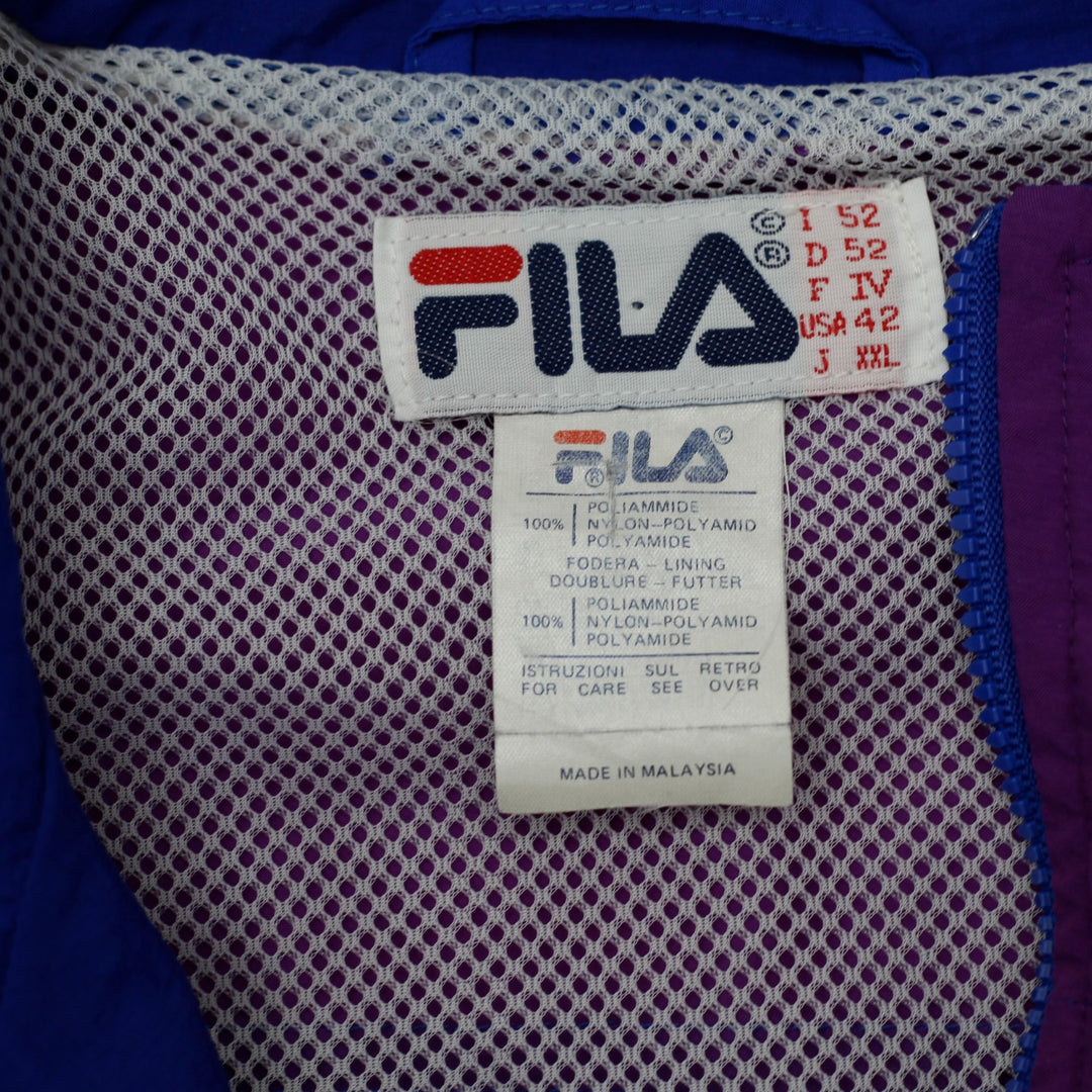 Vintage Mens Fila Windbreaker Jacket Purple Blue Colorful Retro Style XXL | Migration_Jackets - Back View | Fashion Rerun