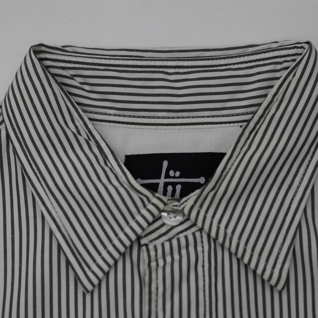 Vintage 90s Stussy Pinstripe Thermolite Lined Button Up Shirt Size S