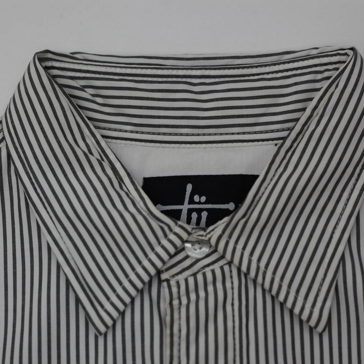 Vintage 90s Stussy Pinstripe Thermolite Lined Button Up Shirt Size S