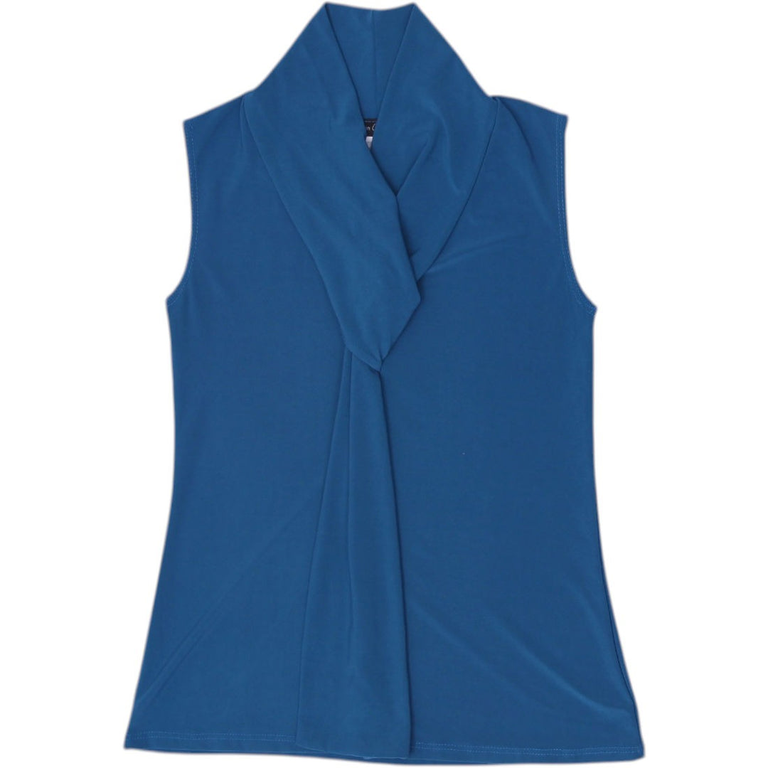Y2K Ladies American City Wear Teal Blue Twist-Front Sleeveless Top Size S