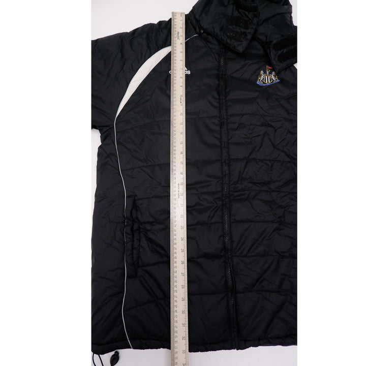 Vintage Mens Adidas Puffer Jacket Black Newcastle United Logo Hooded