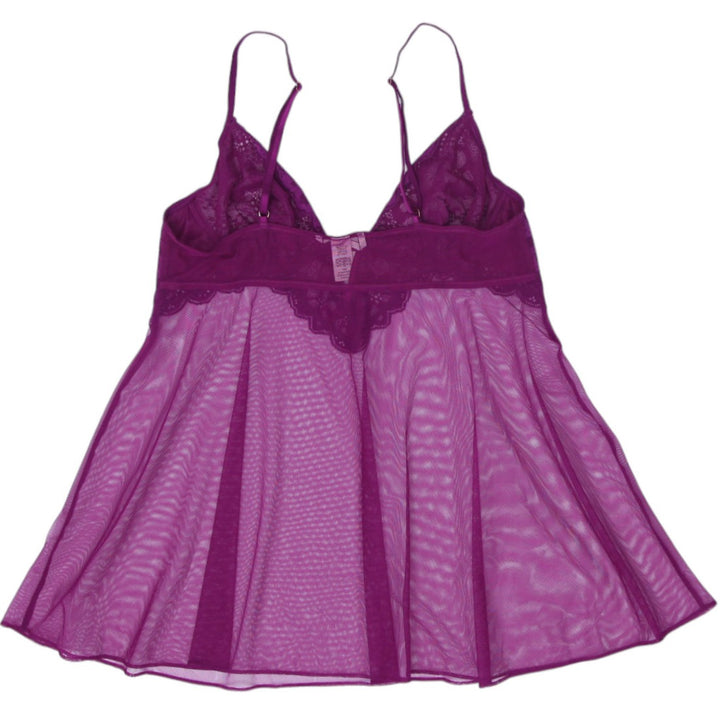 Y2K Ladies Victoria's Secret Babydoll Purple Mesh Lace Top Size L