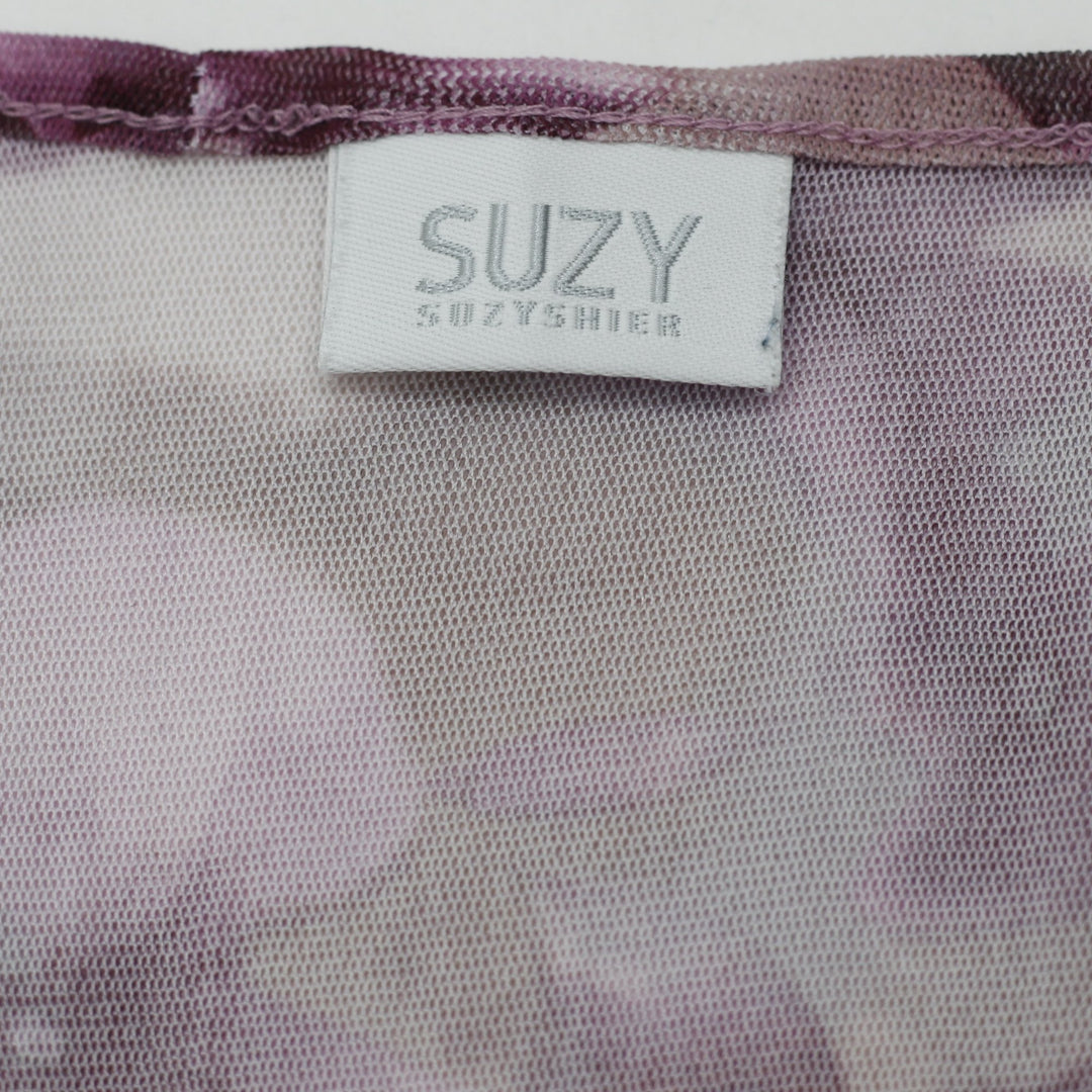 Y2K Ladies Suzy Shier Purple Floral Mesh Sleeveless Top Size S