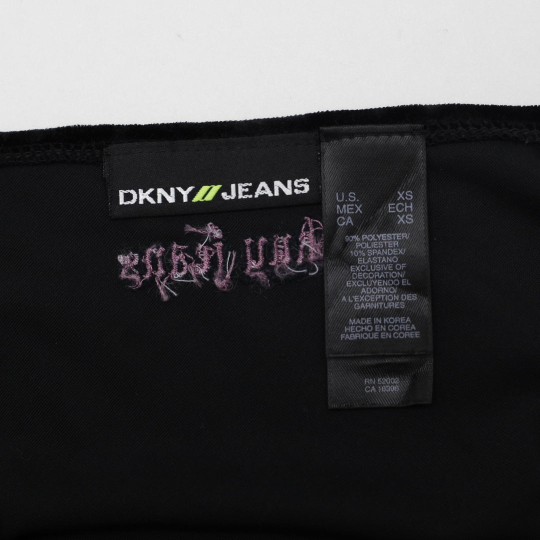 Y2K Ladies DKNY Jeans Velvet Lace Trim Camisole Tank Top Size XS