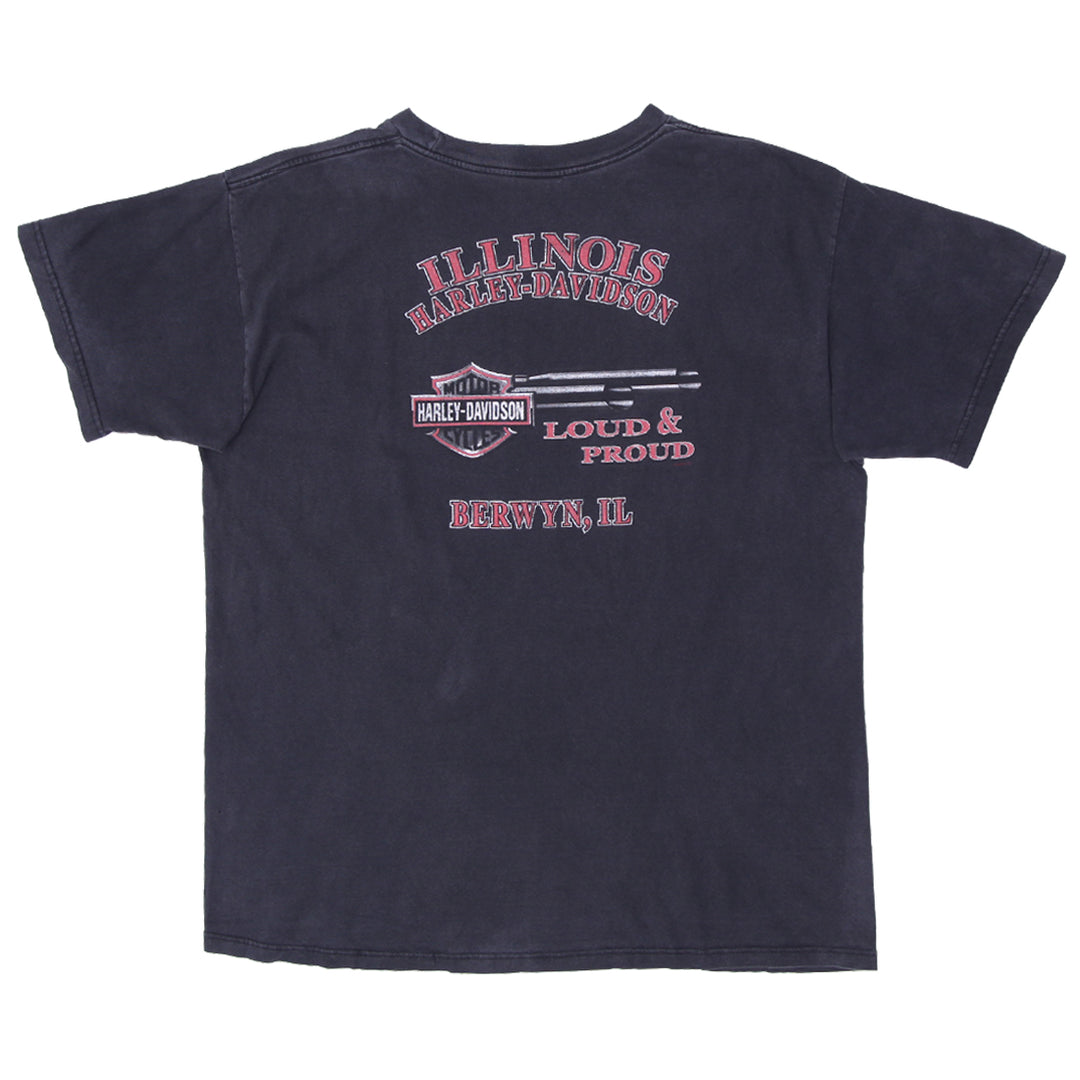 Vintage Harley Davidson Illinois Berwyn IL T-Shirt Made In USA Black XL - Fashion Rerun Vintage Migration_T-Shirt