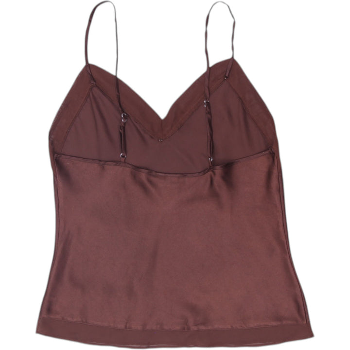 Y2K Ladies Secret Treasures Brown Satin Cami Top Floral Sequined Embroidery M