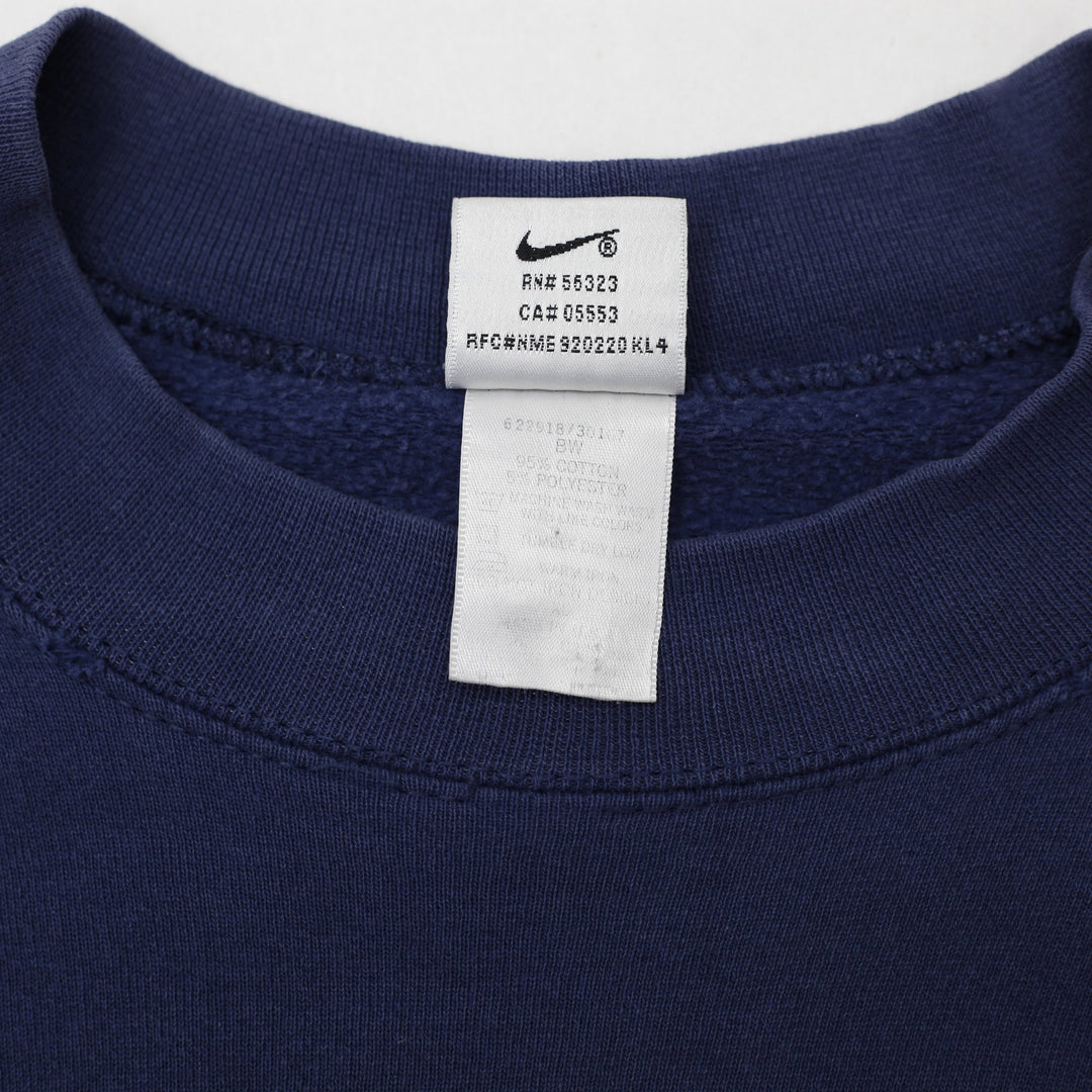 Vintage Nike Swoosh Logo Navy Crewneck Sweatshirt Made In USA XL | Migration_Sweatshirt - Detail View | Fashion Rerun