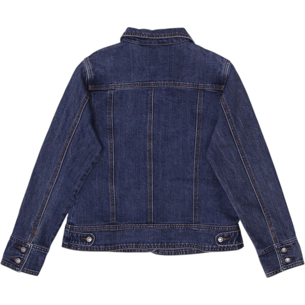 Y2K Ladies Button-Up Long Sleeve Vintage Blue Denim Jacket Size M | Migration_Jackets - Side View | Fashion Rerun