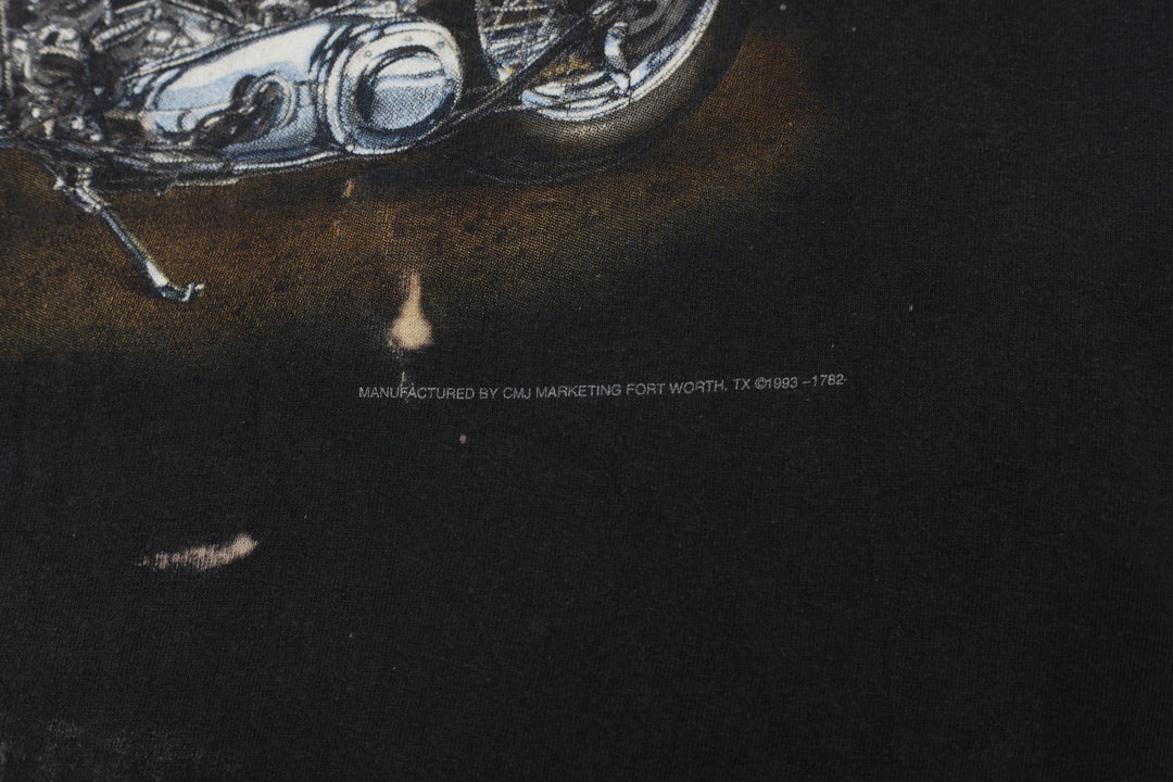 1993 Vintage 3D Emblem Survivors Cycle Barn T-Shirt Single Stitch Made in USA XXL