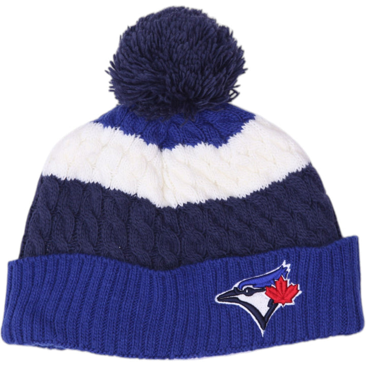 Ladies Toronto Blue Jays New Era Cuffed Pom Cable Knit Beanie