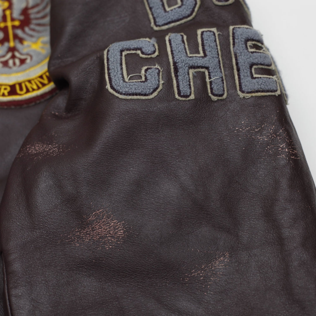 Vintage McMaster University Full Leather Varsity Jacket Size 46