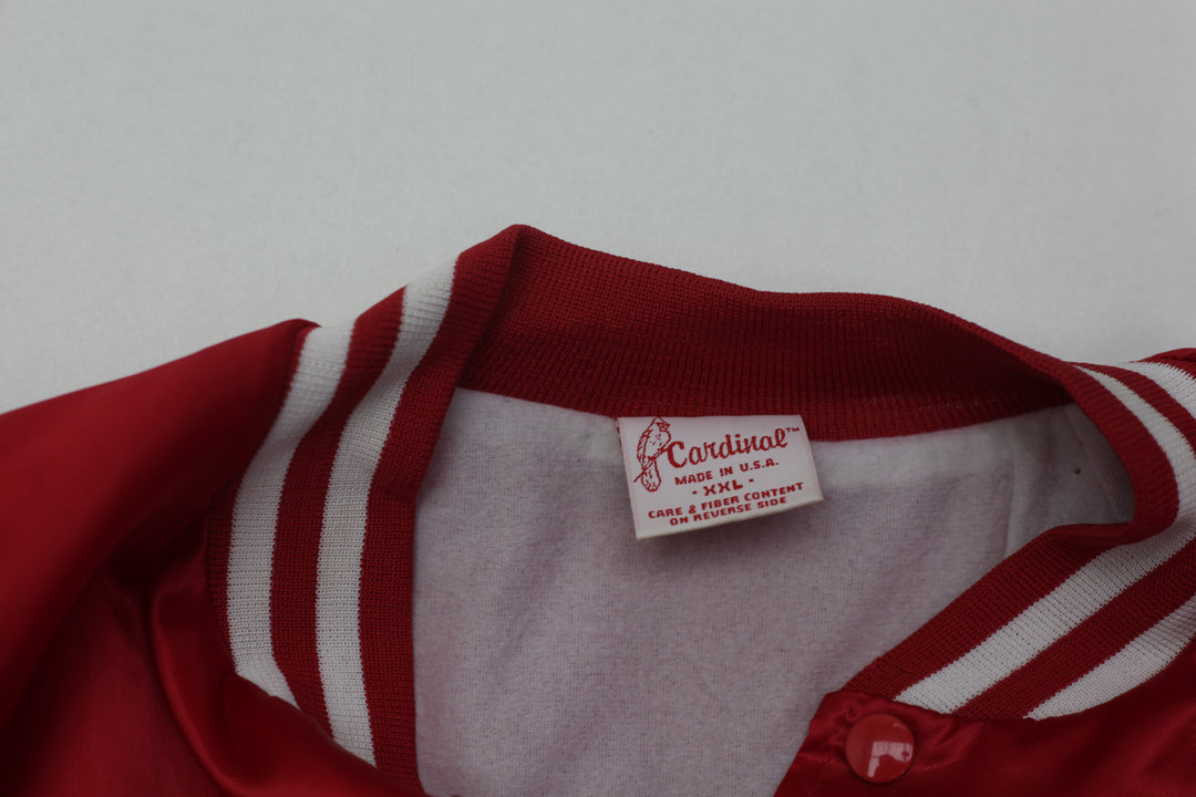 Vintage Cardinal Indiana Snap Button Satin Bomber Jacket