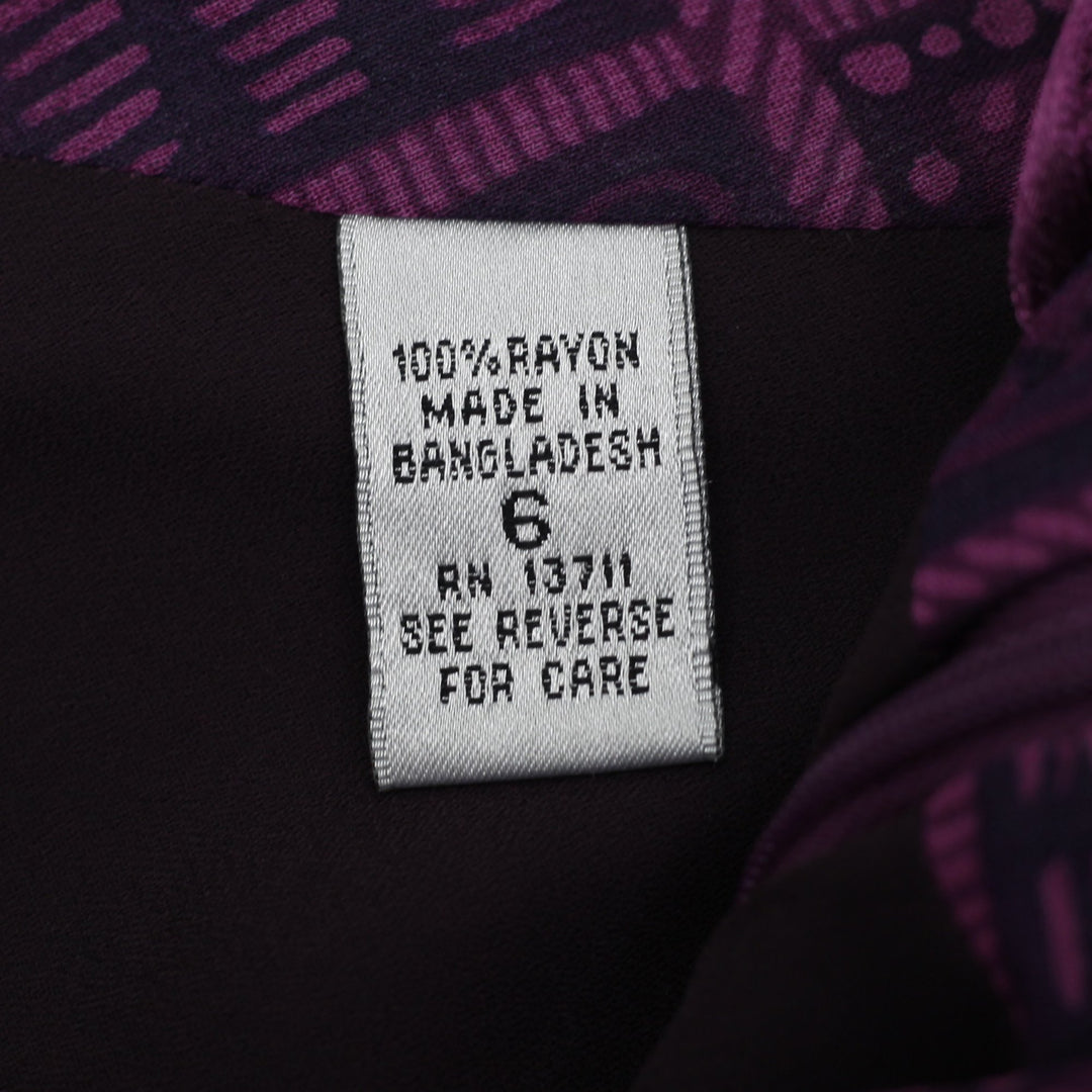 Y2K Ladies Amanda Smith Purple Geometric Pattern Rayon Mini Skirt Size 6