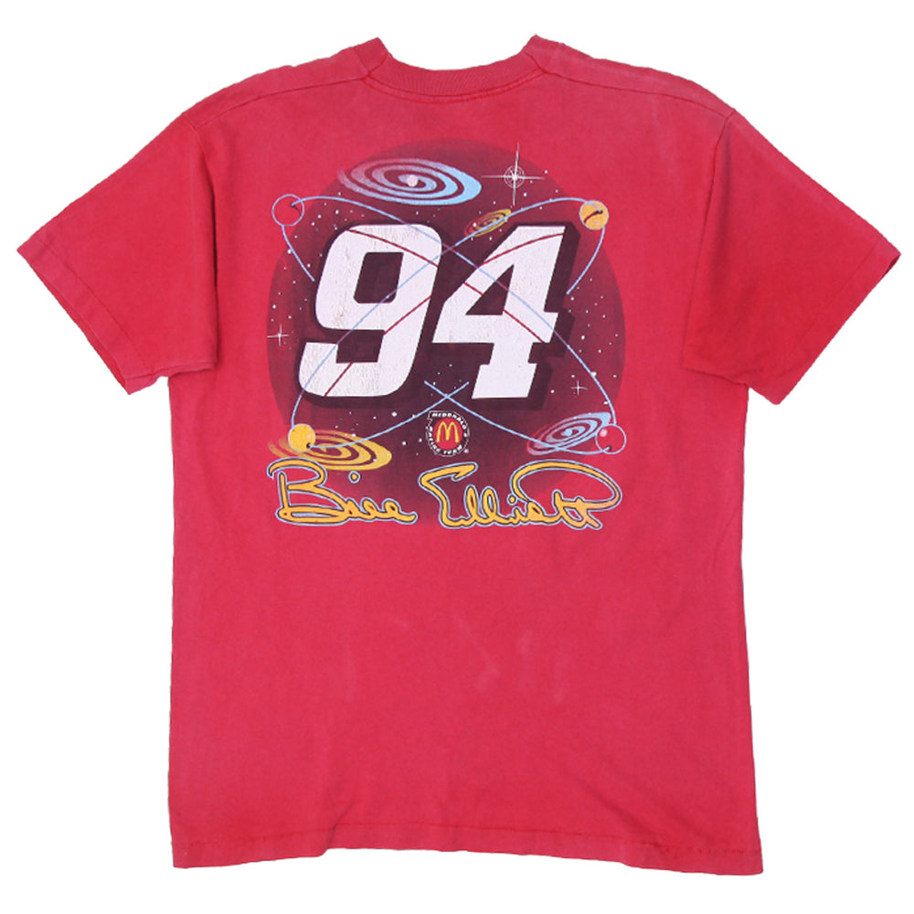 Vintage Hunter Sportswear 90s Bill Elliott Georgia Rocket Man NASCAR McDonald's T-Shirt with bold racing graphics and retro design
