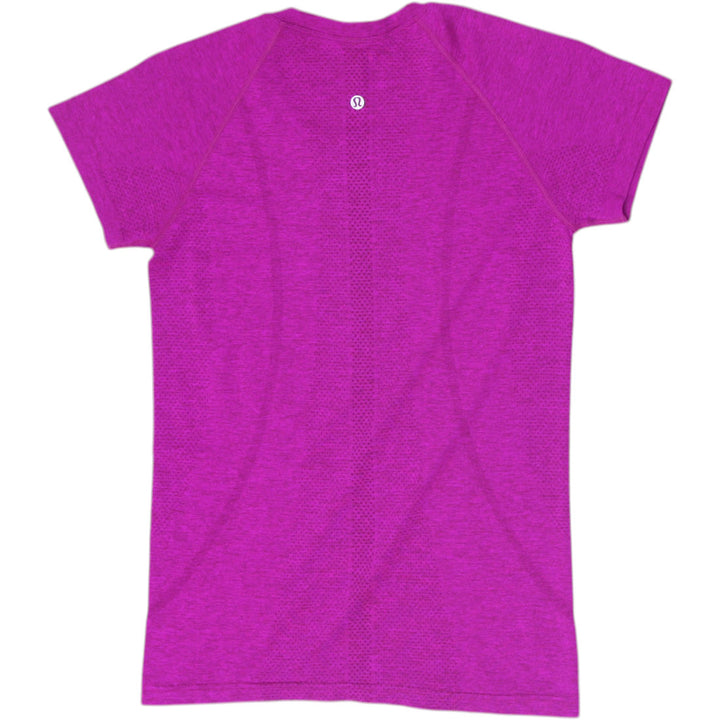 Ladies Lululemon Swiftly Tech Magenta Purple Seamless Mesh Running Top