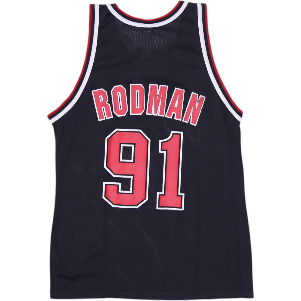 Vintage 90s Vintage Champion Chicago Bulls Dennis Rodman #91 Jersey Size 44 | Migration_Jerseys - Side View | Fashion Rerun