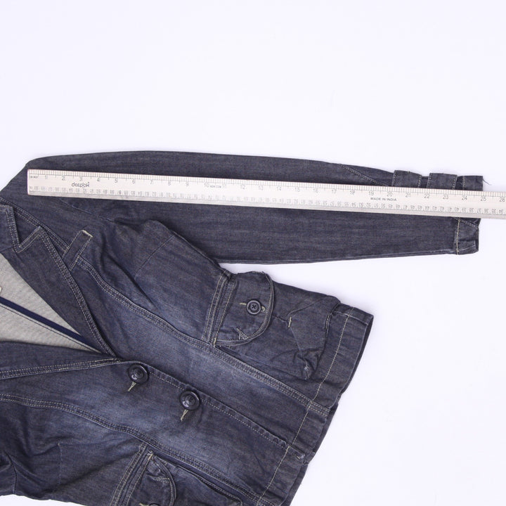 Y2K Ladies Point Zero Denim Button Front Tailored Fitted Jacket Size S