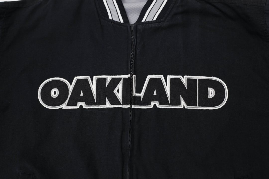 Vintage Mens NFL G-III Carl Banks Oakland Reversible Varsity Jacket Size XXL