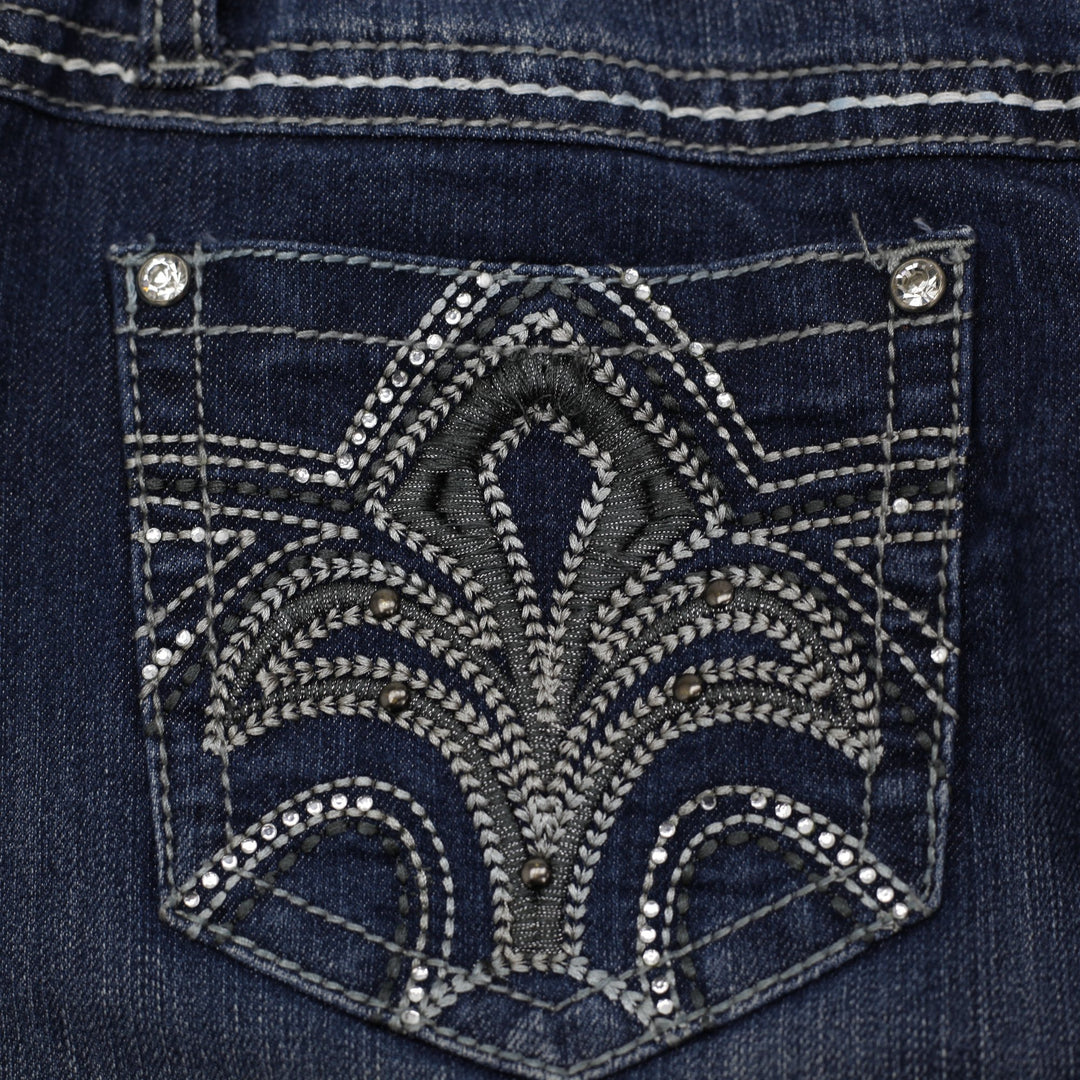 Y2K Ladies Earl Jean Denim Skirt Blue Embroidered Pockets