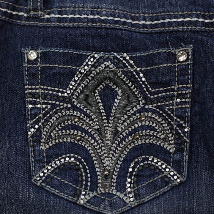 Y2K Ladies Earl Jean Denim Skirt Blue Embroidered Pockets