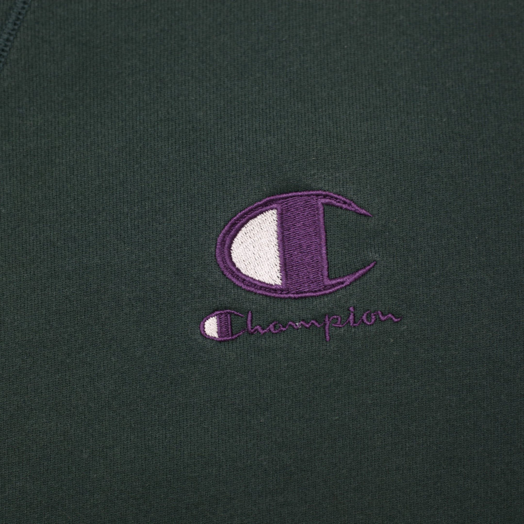 Vintage Mens Champion Sweatshirt Green Embroidered Logo XXL | Migration_Sweatshirt - Detail View | Fashion Rerun