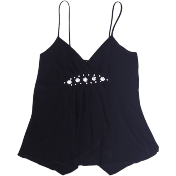 Y2K Ladies Camisole Black with Beaded Detail Strappy
