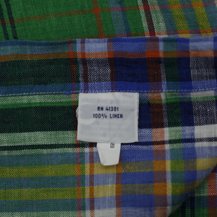 Mens Ralph Lauren Plaid 100% Linen Long Sleeve Shirt Size XXL