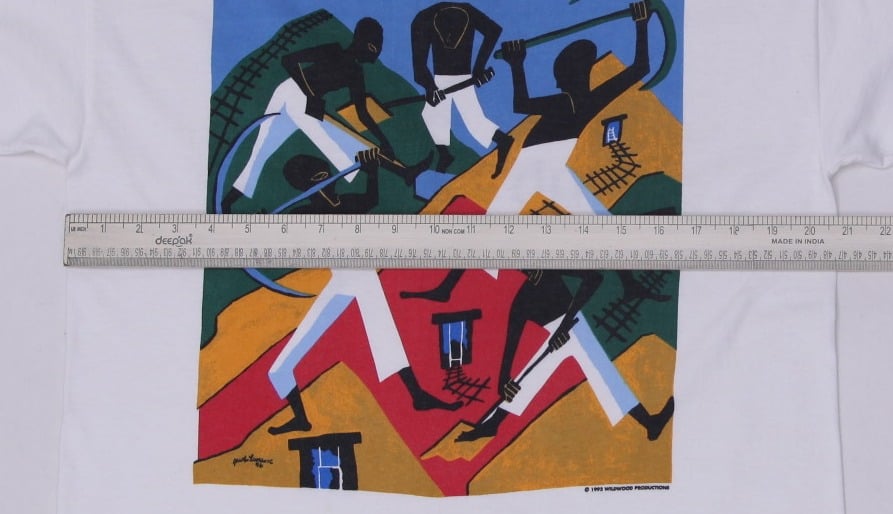 Vintage 1993 Wildwood Productions Jacob Lawrence Artist South African Miners T-Shirt Single Stitch Made In US | Fashion Rerun