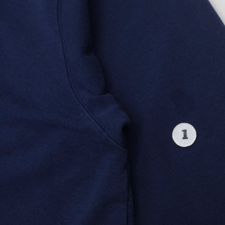 Vintage Embroidered Swoosh By Nike Navy Pullover Hoodie Size L | Migration_Hoodies - Detail View | Fashion Rerun